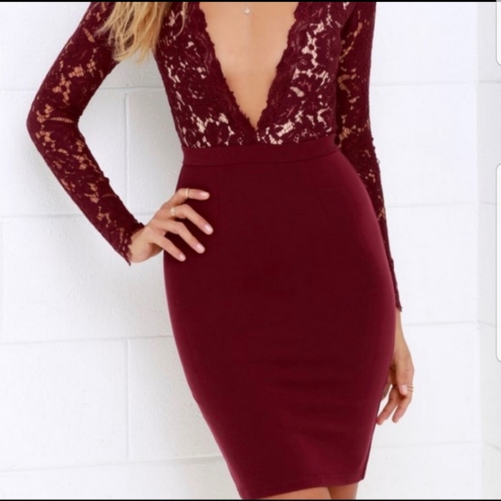 Lulus swooner or later burgundy dress